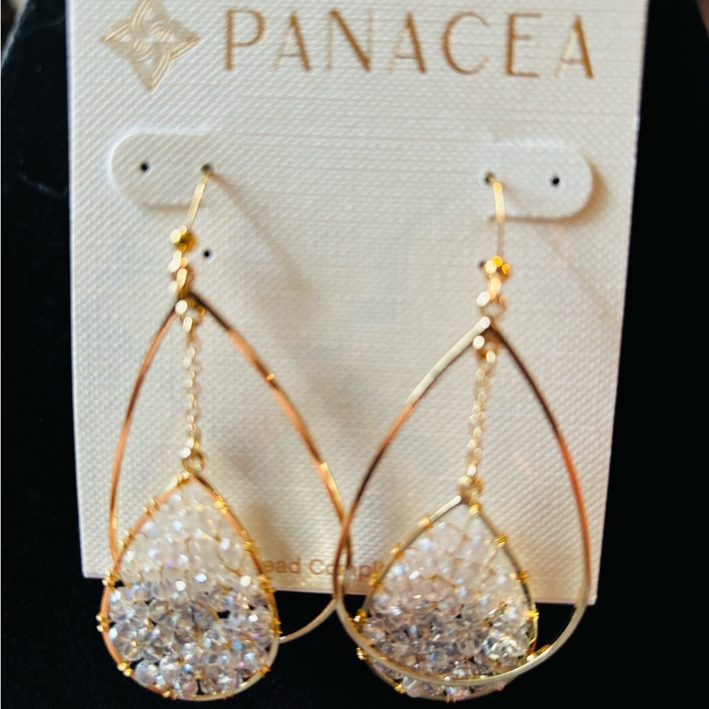 Crystal Bead Double Drop Earrings by Panacea - Picture 2 of 2